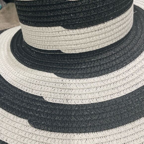 SUPER CHIC Striped Wide Brim UV Protection Summer Beach Sun Hat Adjustable - Picture 11 of 11